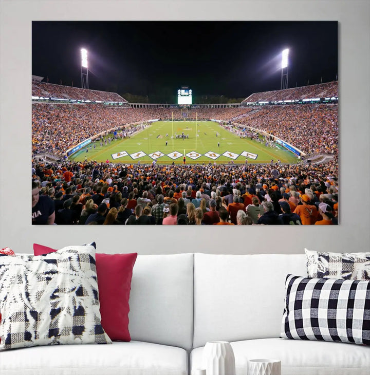 Virginia Cavaliers Football Team Print - Charlottesville Scott Stadium Wall Art Canvas Print