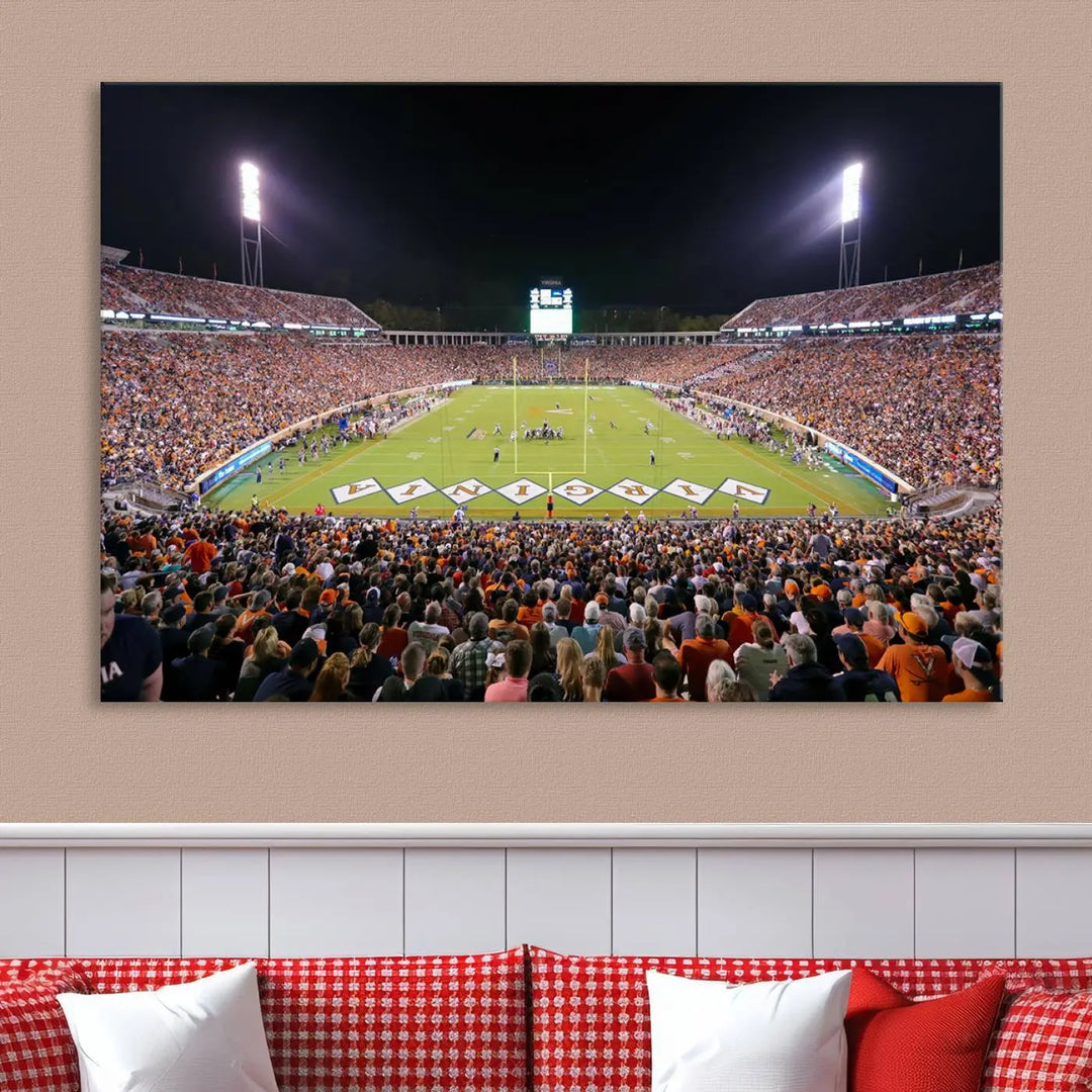 Virginia Cavaliers Football Team Print - Charlottesville Scott Stadium Wall Art Canvas Print