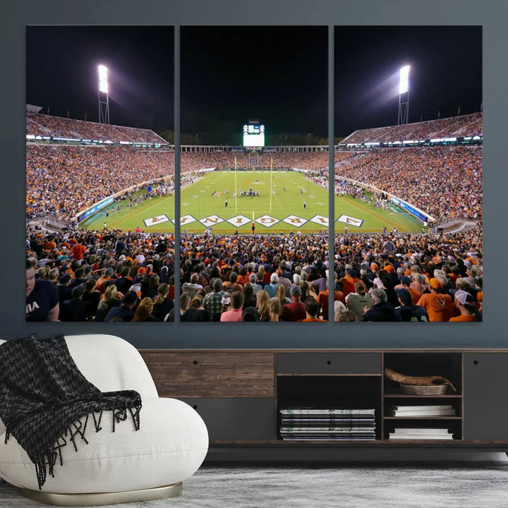 Virginia Cavaliers Football Team Print - Charlottesville Scott Stadium Wall Art Canvas Print