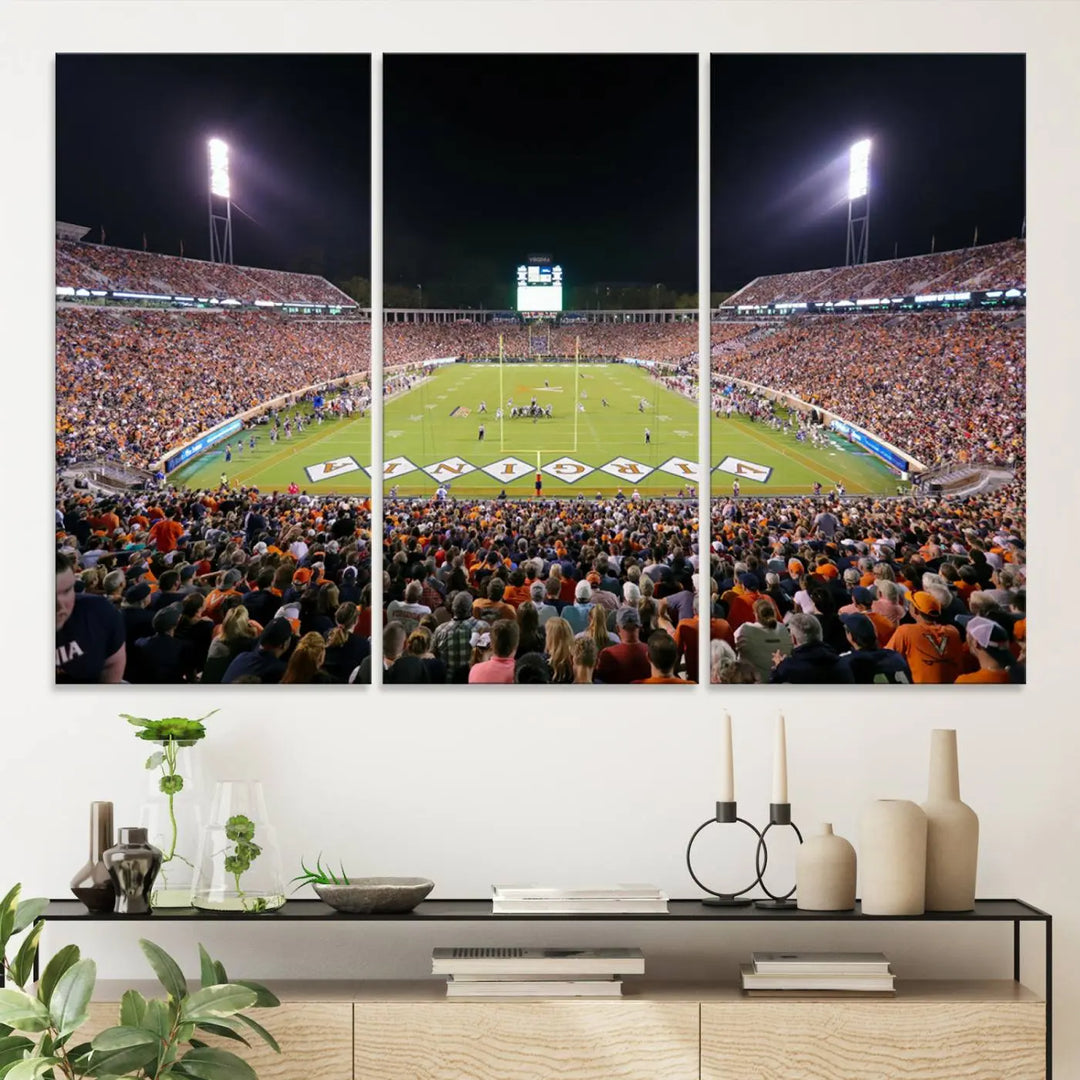 Virginia Cavaliers Football Team Print - Charlottesville Scott Stadium Wall Art Canvas Print