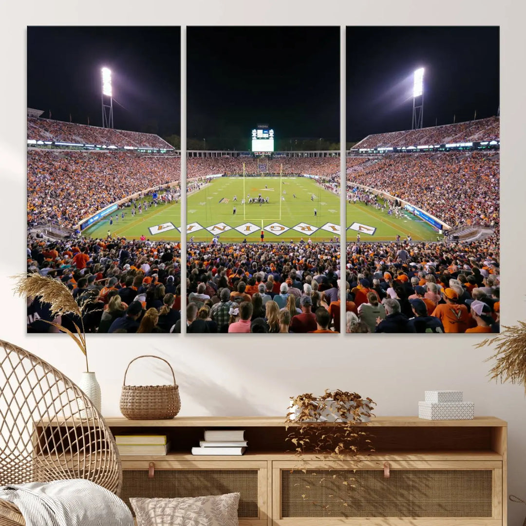 Virginia Cavaliers Football Team Print - Charlottesville Scott Stadium Wall Art Canvas Print