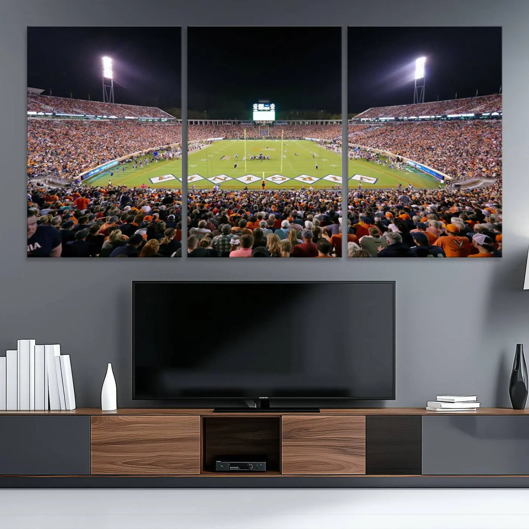 Virginia Cavaliers Football Team Print - Charlottesville Scott Stadium Wall Art Canvas Print