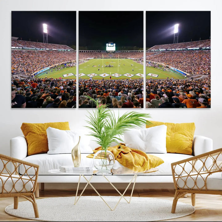 Virginia Cavaliers Football Team Print - Charlottesville Scott Stadium Wall Art Canvas Print