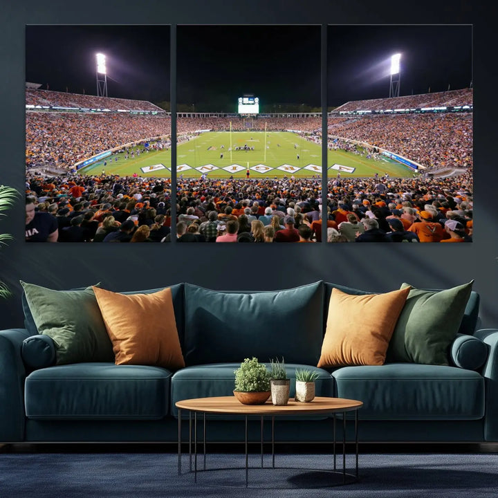 Virginia Cavaliers Football Team Print - Charlottesville Scott Stadium Wall Art Canvas Print