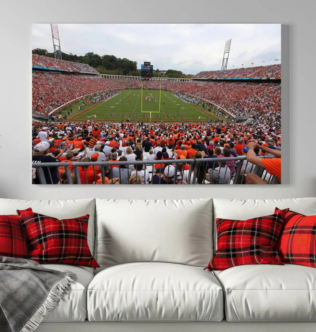 Virginia Cavaliers Football Team Print - Charlottesville Scott Stadium Wall Art Canvas Print