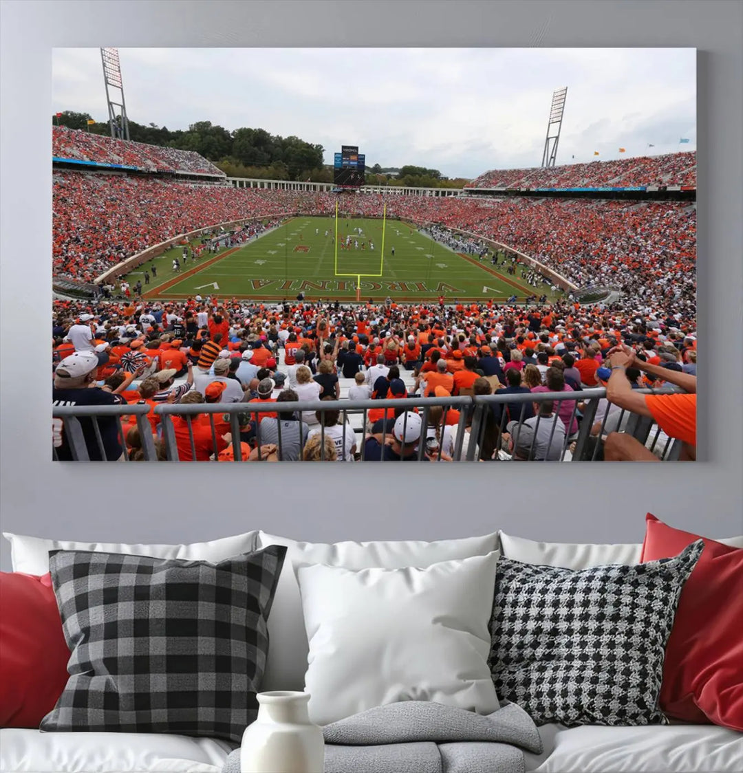 Virginia Cavaliers Football Team Print - Charlottesville Scott Stadium Wall Art Canvas Print