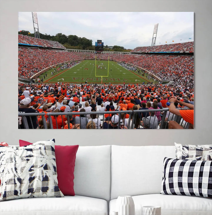 Virginia Cavaliers Football Team Print - Charlottesville Scott Stadium Wall Art Canvas Print