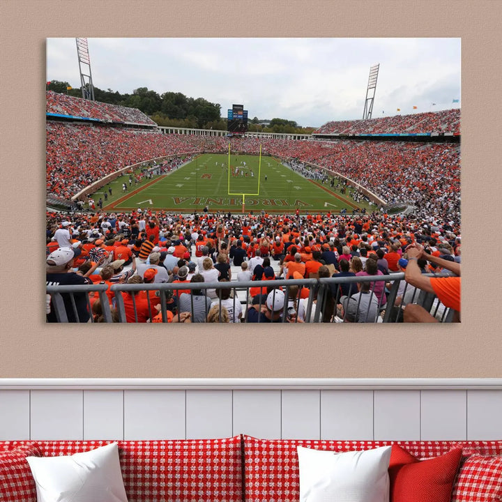 Virginia Cavaliers Football Team Print - Charlottesville Scott Stadium Wall Art Canvas Print