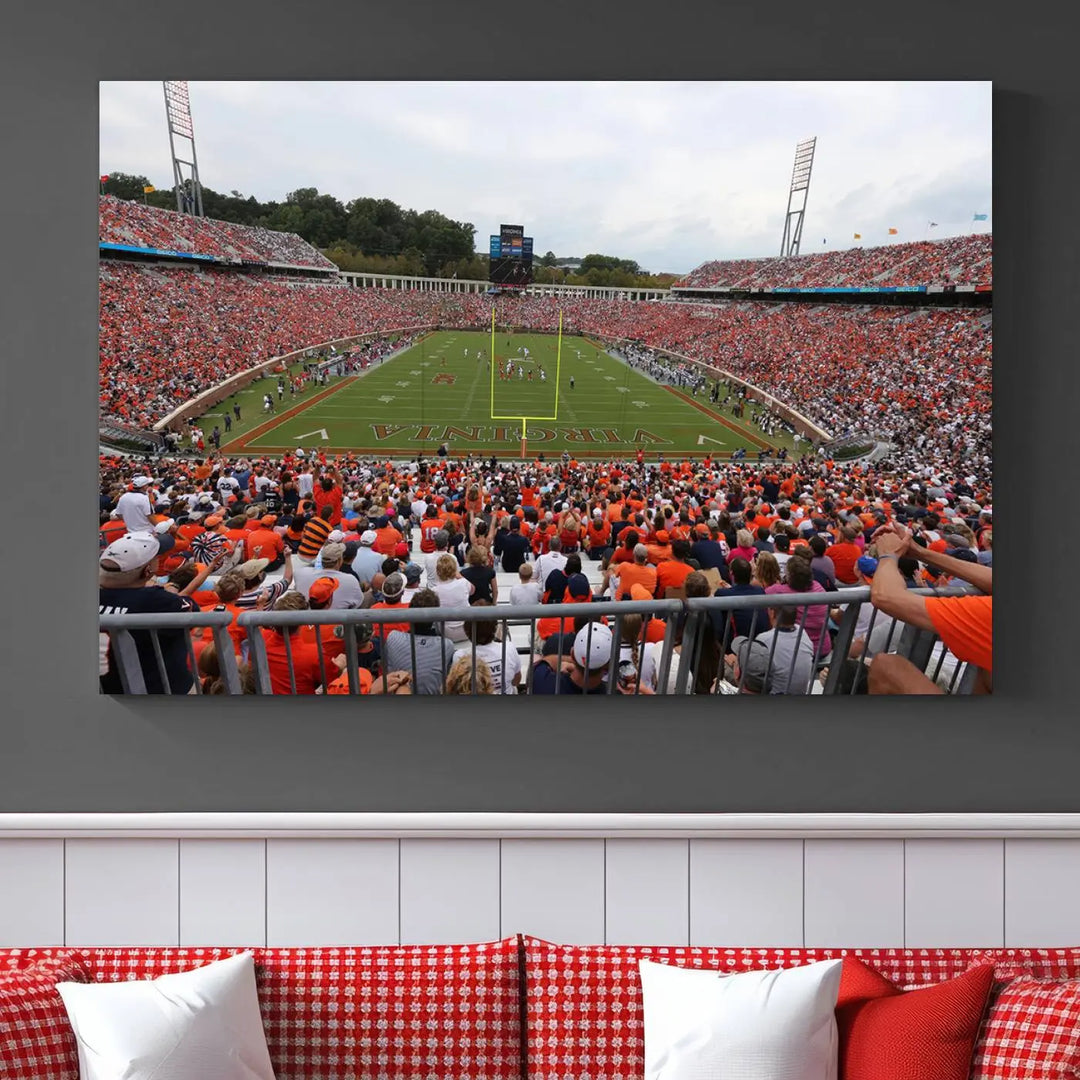 Virginia Cavaliers Football Team Print - Charlottesville Scott Stadium Wall Art Canvas Print