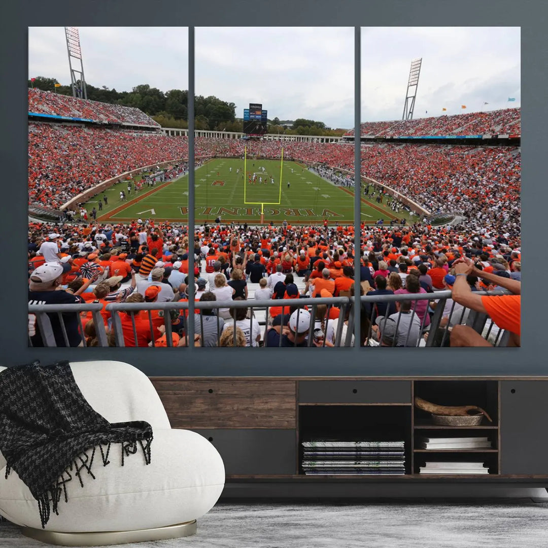 Virginia Cavaliers Football Team Print - Charlottesville Scott Stadium Wall Art Canvas Print