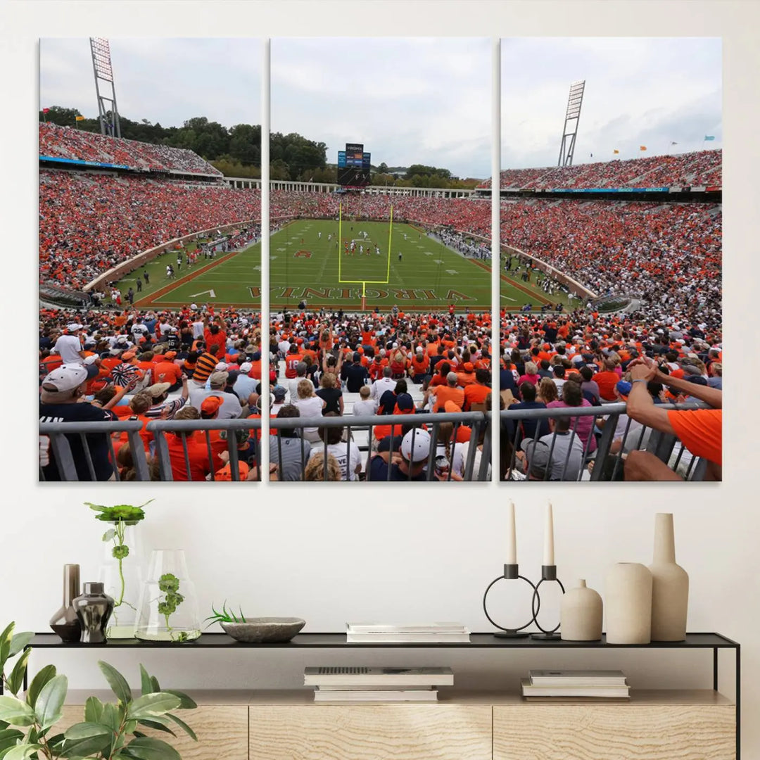 Virginia Cavaliers Football Team Print - Charlottesville Scott Stadium Wall Art Canvas Print