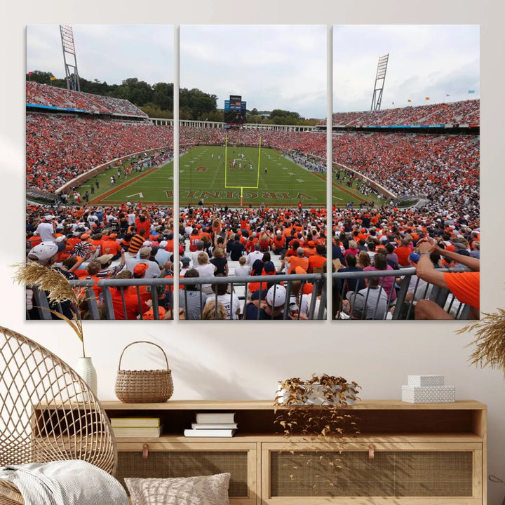 Virginia Cavaliers Football Team Print - Charlottesville Scott Stadium Wall Art Canvas Print