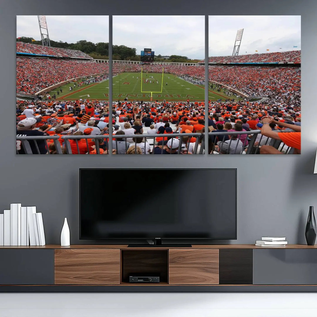 Virginia Cavaliers Football Team Print - Charlottesville Scott Stadium Wall Art Canvas Print