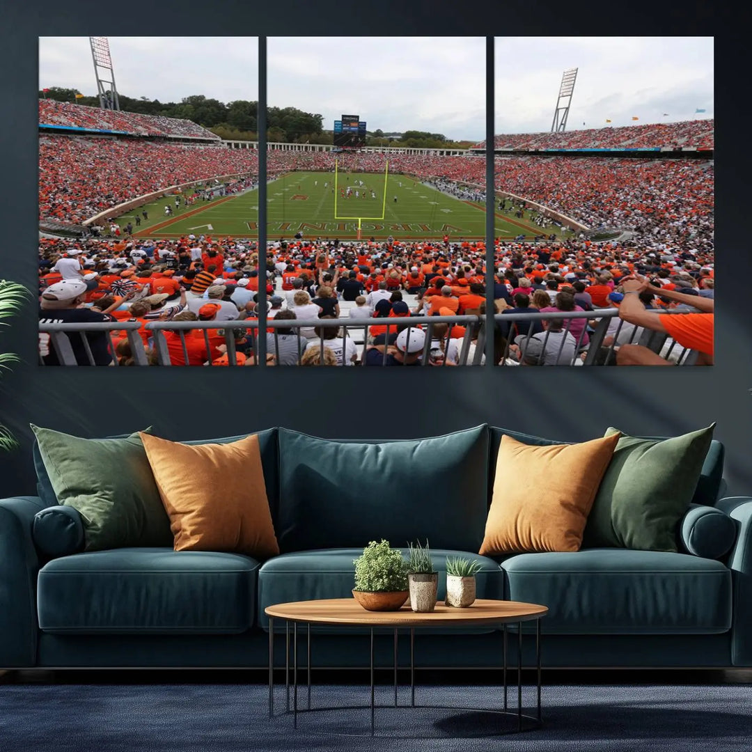 Virginia Cavaliers Football Team Print - Charlottesville Scott Stadium Wall Art Canvas Print