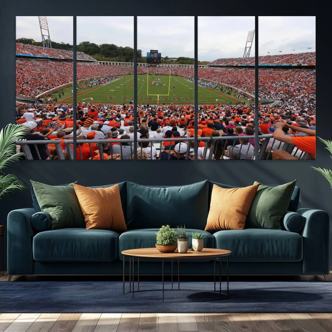 Virginia Cavaliers Football Team Print - Charlottesville Scott Stadium Wall Art Canvas Print