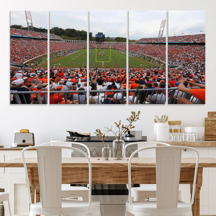 Virginia Cavaliers Football Team Print - Charlottesville Scott Stadium Wall Art Canvas Print