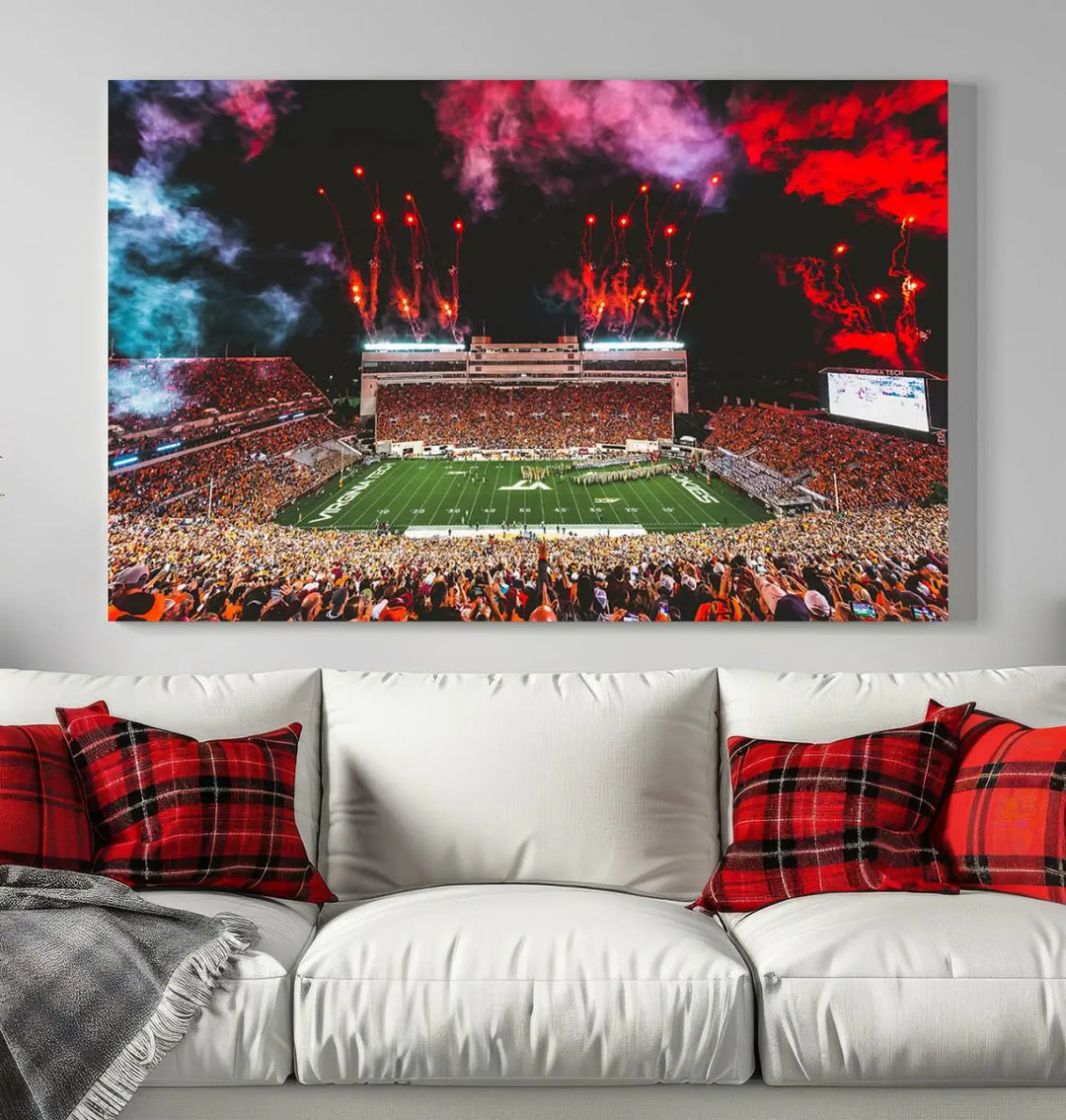 Virginia Tech Hokies Football Team Print - Blacksburg Lane Stadium Wall Art Canvas Print