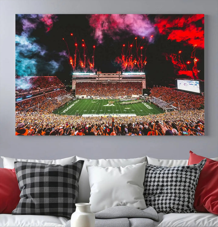 Virginia Tech Hokies Football Team Print - Blacksburg Lane Stadium Wall Art Canvas Print