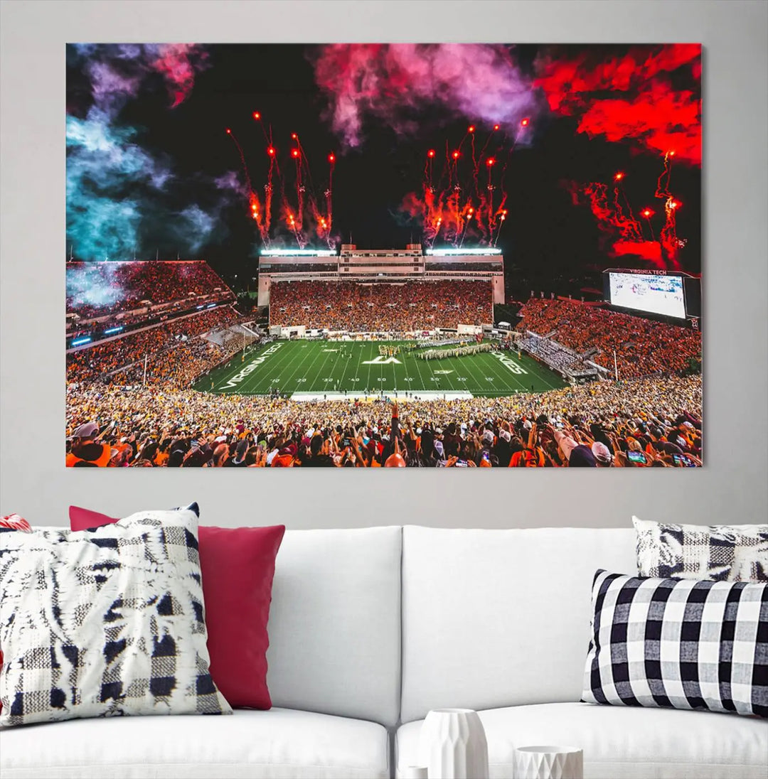 Virginia Tech Hokies Football Team Print - Blacksburg Lane Stadium Wall Art Canvas Print