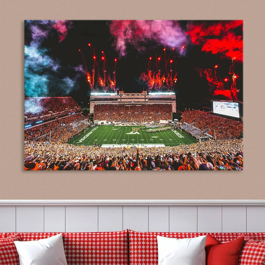 Virginia Tech Hokies Football Team Print - Blacksburg Lane Stadium Wall Art Canvas Print