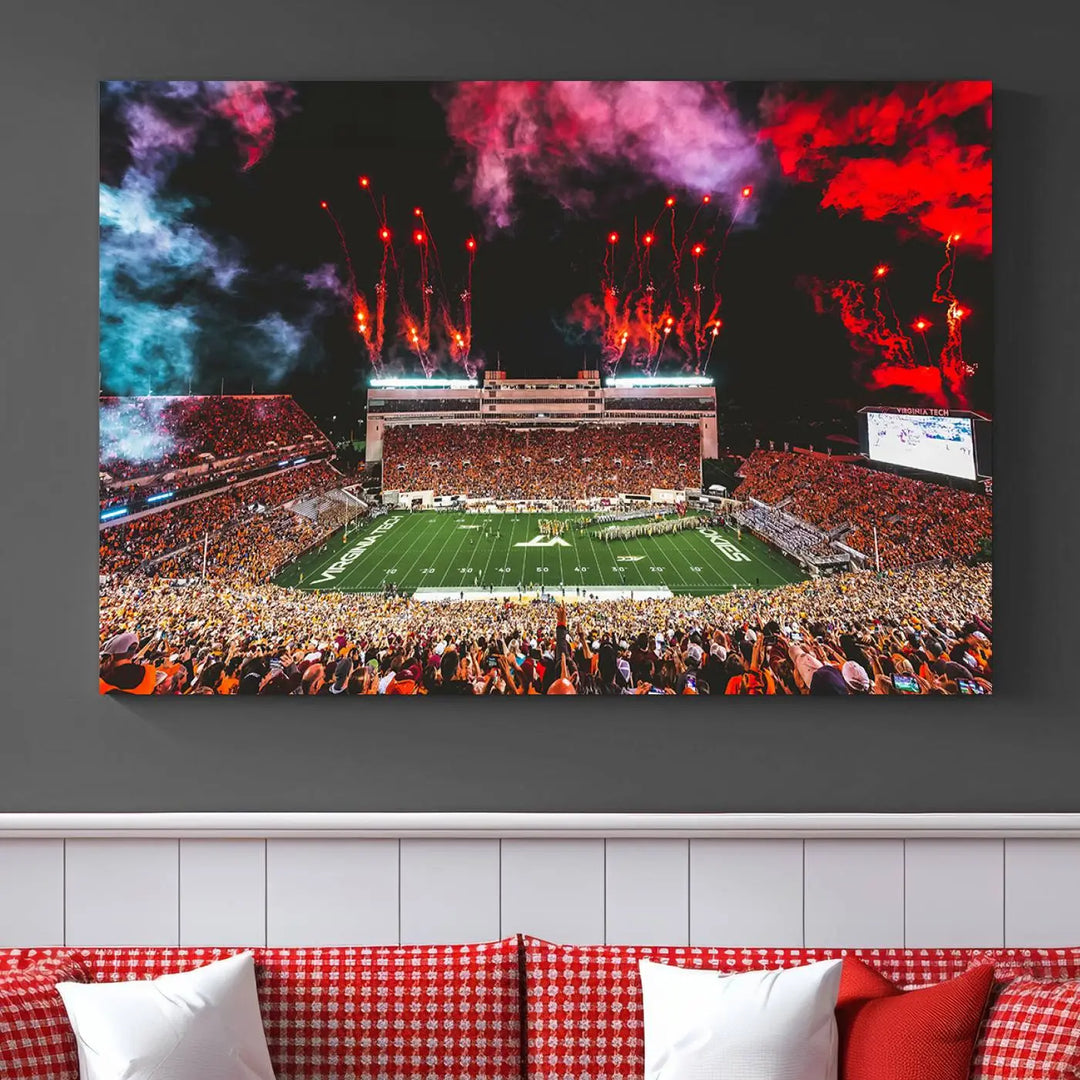 Virginia Tech Hokies Football Team Print - Blacksburg Lane Stadium Wall Art Canvas Print