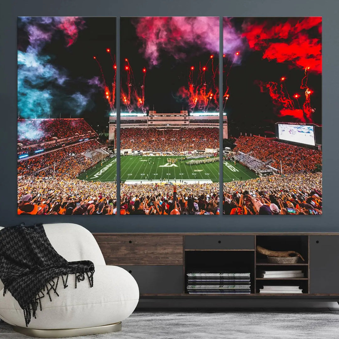 Virginia Tech Hokies Football Team Print - Blacksburg Lane Stadium Wall Art Canvas Print