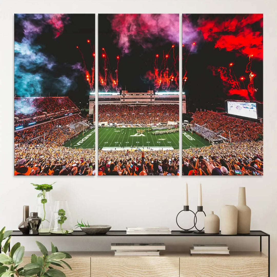 Virginia Tech Hokies Football Team Print - Blacksburg Lane Stadium Wall Art Canvas Print