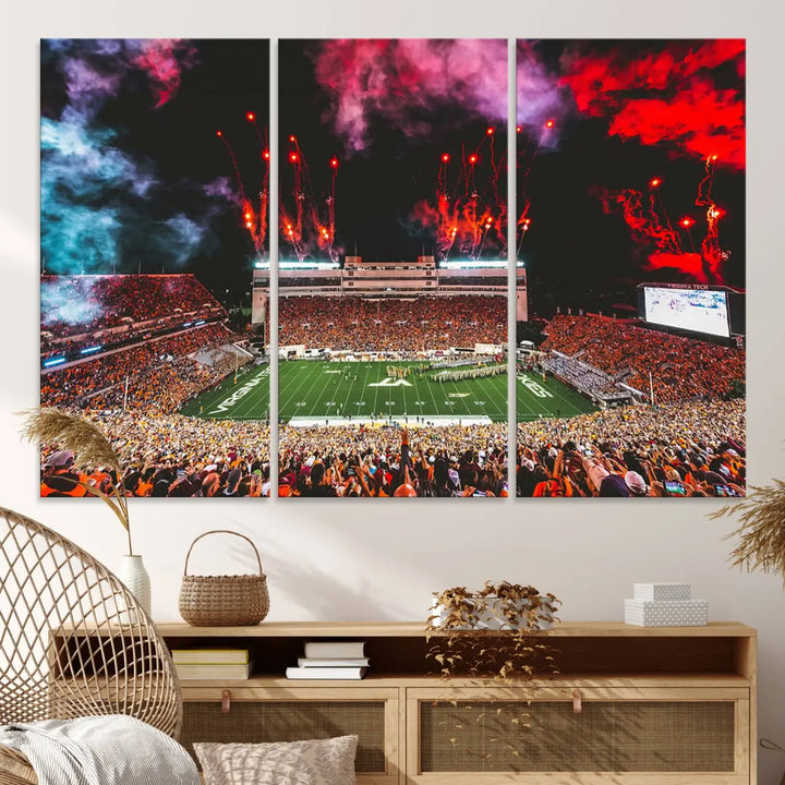 Virginia Tech Hokies Football Team Print - Blacksburg Lane Stadium Wall Art Canvas Print