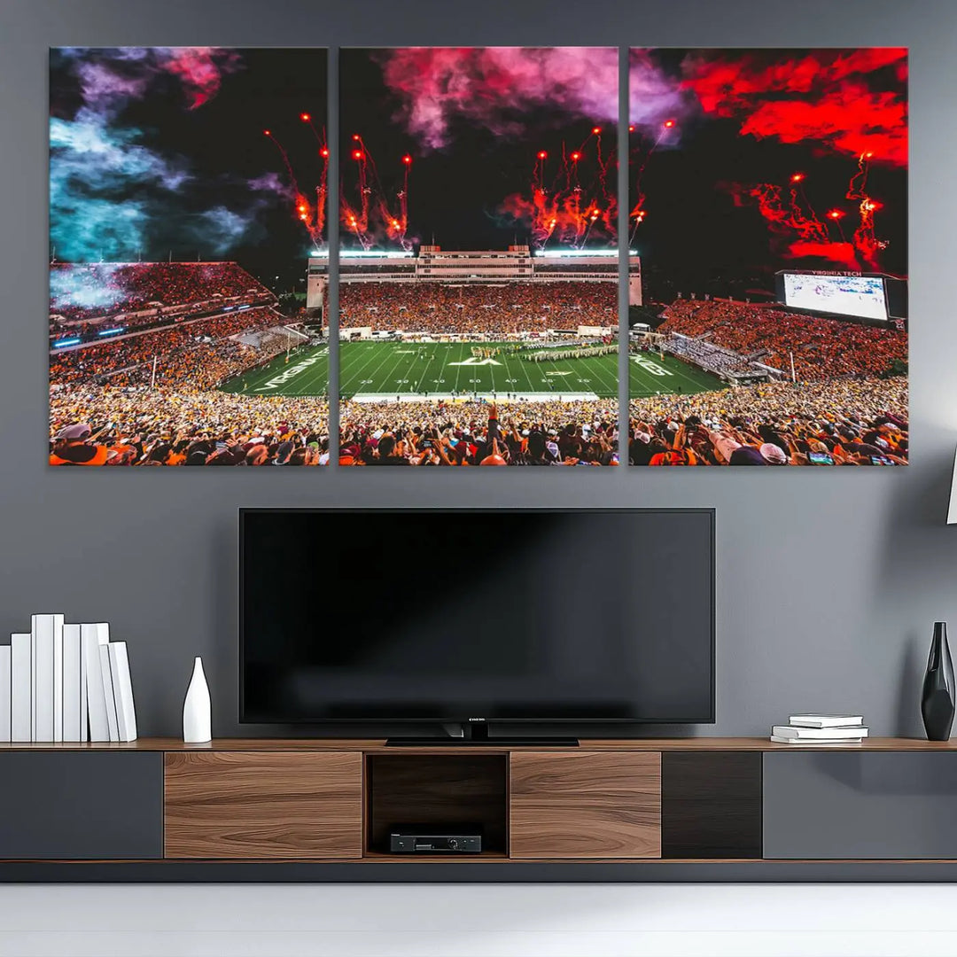 Virginia Tech Hokies Football Team Print - Blacksburg Lane Stadium Wall Art Canvas Print