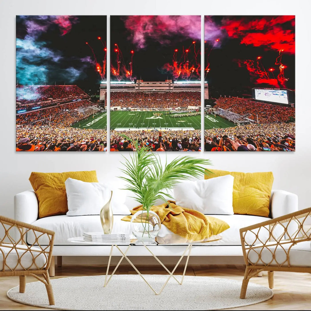 Virginia Tech Hokies Football Team Print - Blacksburg Lane Stadium Wall Art Canvas Print