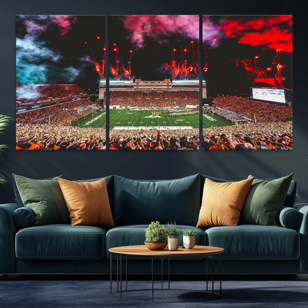 Virginia Tech Hokies Football Team Print - Blacksburg Lane Stadium Wall Art Canvas Print