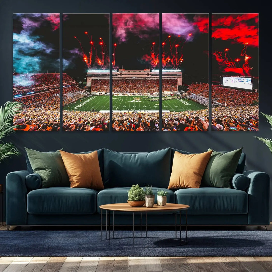 Virginia Tech Hokies Football Team Print - Blacksburg Lane Stadium Wall Art Canvas Print