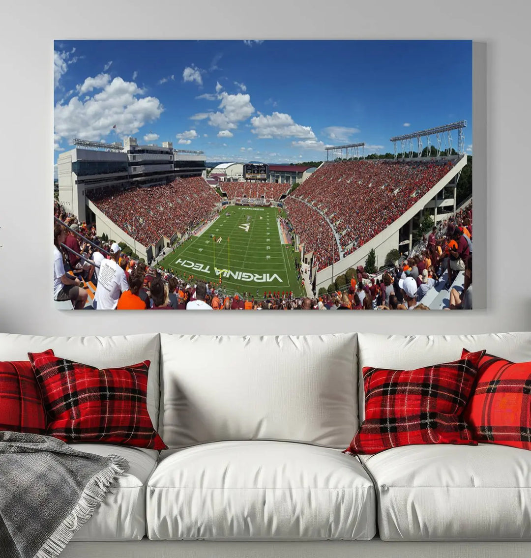 Virginia Tech Hokies Football Team Print - Blacksburg Lane Stadium Wall Art Canvas Print