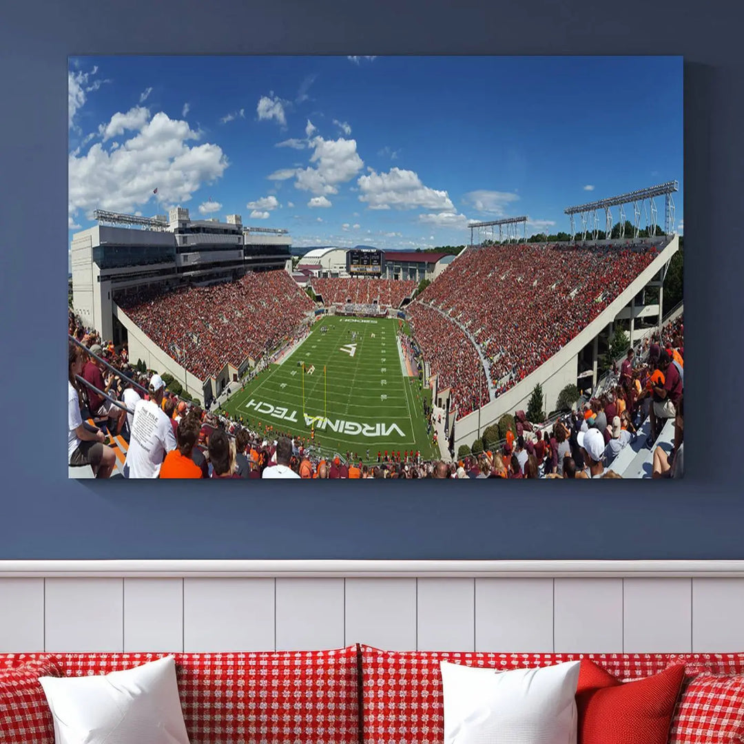 Virginia Tech Hokies Football Team Print - Blacksburg Lane Stadium Wall Art Canvas Print