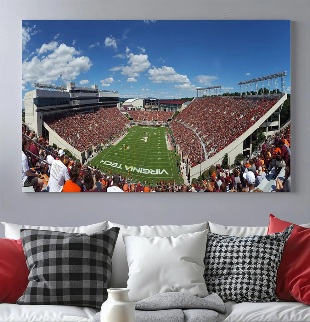 Virginia Tech Hokies Football Team Print - Blacksburg Lane Stadium Wall Art Canvas Print