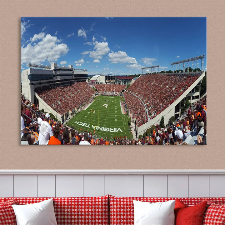 Virginia Tech Hokies Football Team Print - Blacksburg Lane Stadium Wall Art Canvas Print