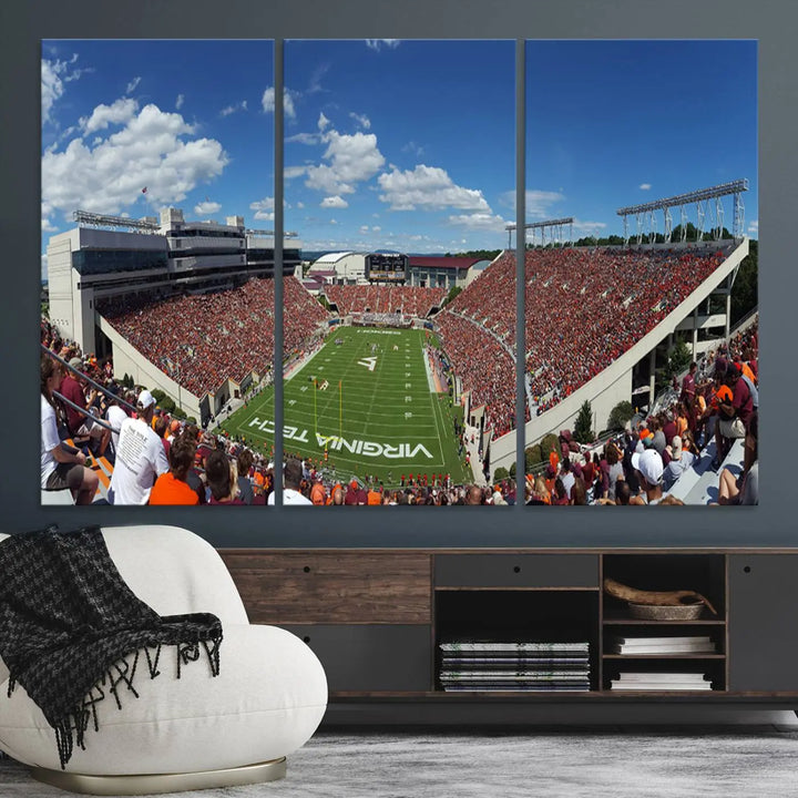 Virginia Tech Hokies Football Team Print - Blacksburg Lane Stadium Wall Art Canvas Print