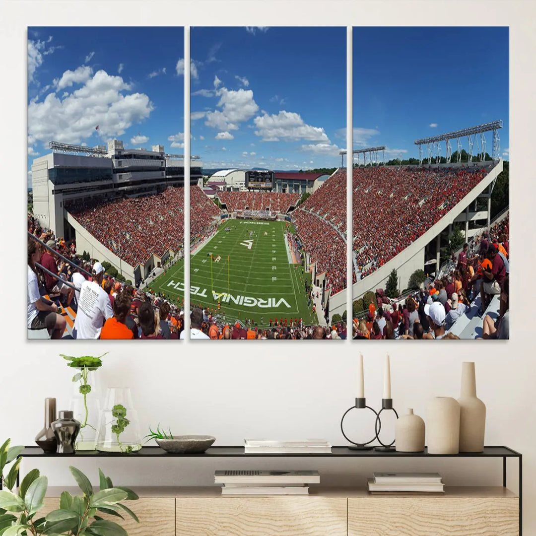 Virginia Tech Hokies Football Team Print - Blacksburg Lane Stadium Wall Art Canvas Print