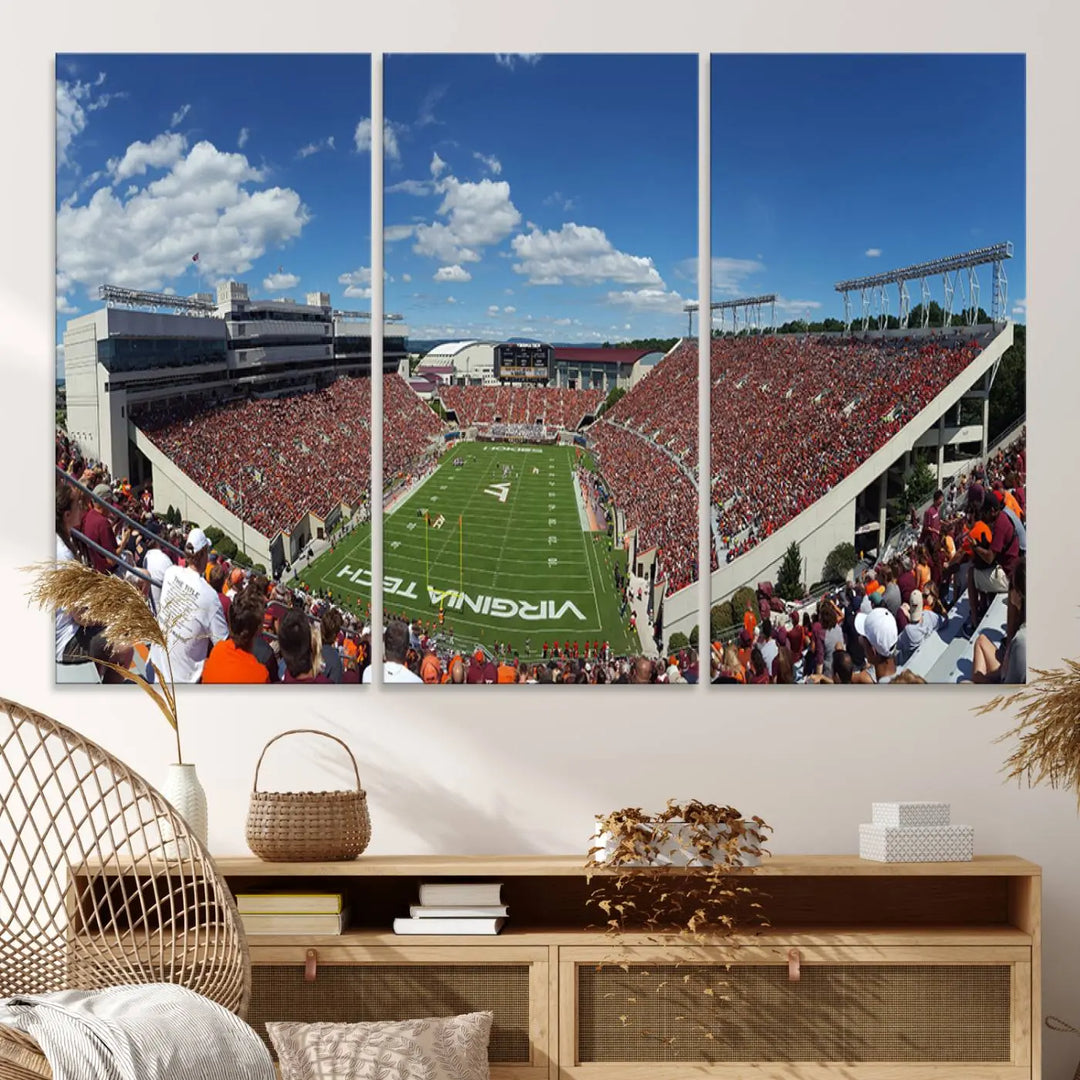 Virginia Tech Hokies Football Team Print - Blacksburg Lane Stadium Wall Art Canvas Print