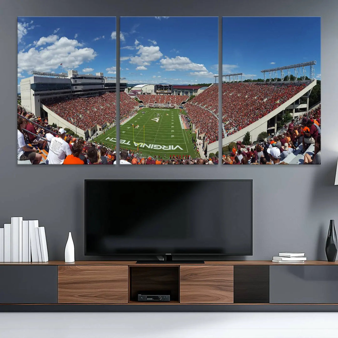 Virginia Tech Hokies Football Team Print - Blacksburg Lane Stadium Wall Art Canvas Print