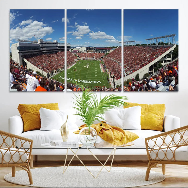 Virginia Tech Hokies Football Team Print - Blacksburg Lane Stadium Wall Art Canvas Print