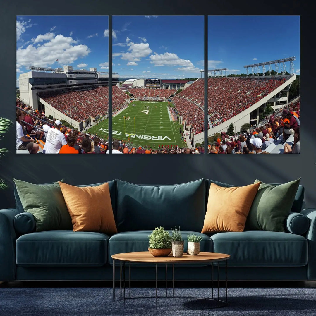 Virginia Tech Hokies Football Team Print - Blacksburg Lane Stadium Wall Art Canvas Print