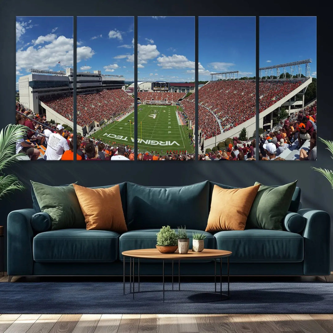 Virginia Tech Hokies Football Team Print - Blacksburg Lane Stadium Wall Art Canvas Print