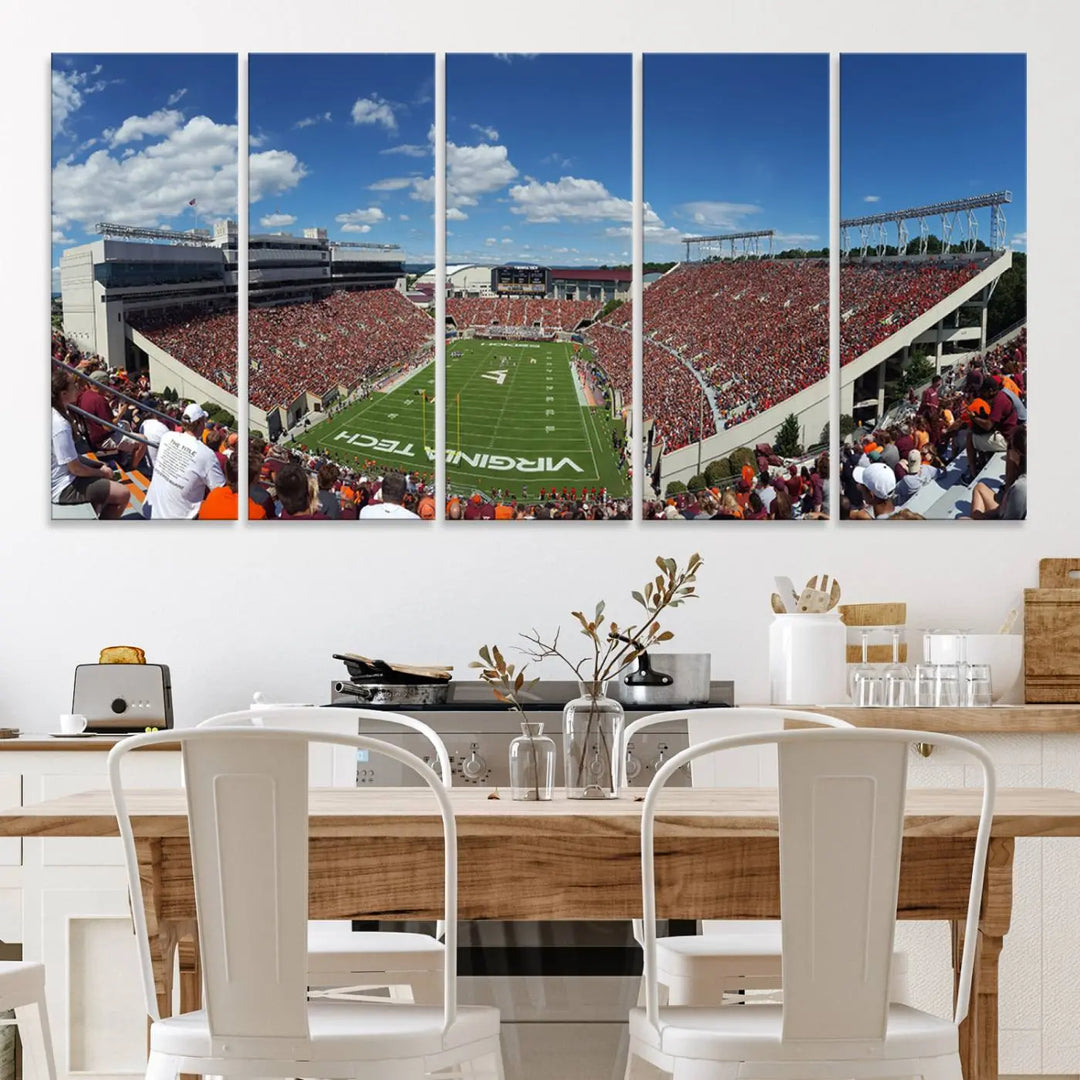 Virginia Tech Hokies Football Team Print - Blacksburg Lane Stadium Wall Art Canvas Print