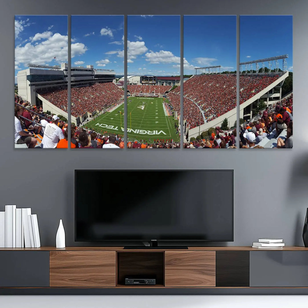 Virginia Tech Hokies Football Team Print - Blacksburg Lane Stadium Wall Art Canvas Print