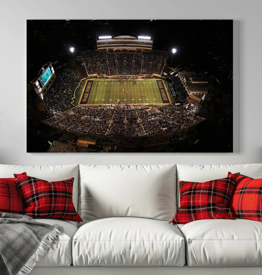 Wake Forest University Demon Deacons Football Team Print - Winston-Salem Allegacy Federal Credit Union Stadium Wall Art Canvas Print