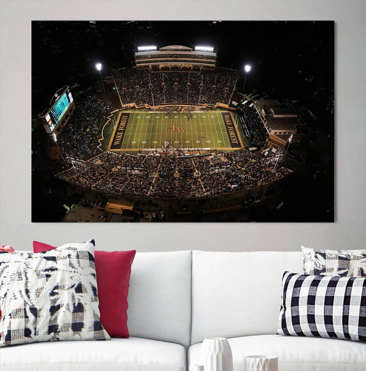 Wake Forest University Demon Deacons Football Team Print - Winston-Salem Allegacy Federal Credit Union Stadium Wall Art Canvas Print