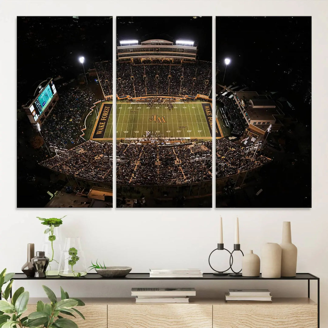 Wake Forest University Demon Deacons Football Team Print - Winston-Salem Allegacy Federal Credit Union Stadium Wall Art Canvas Print