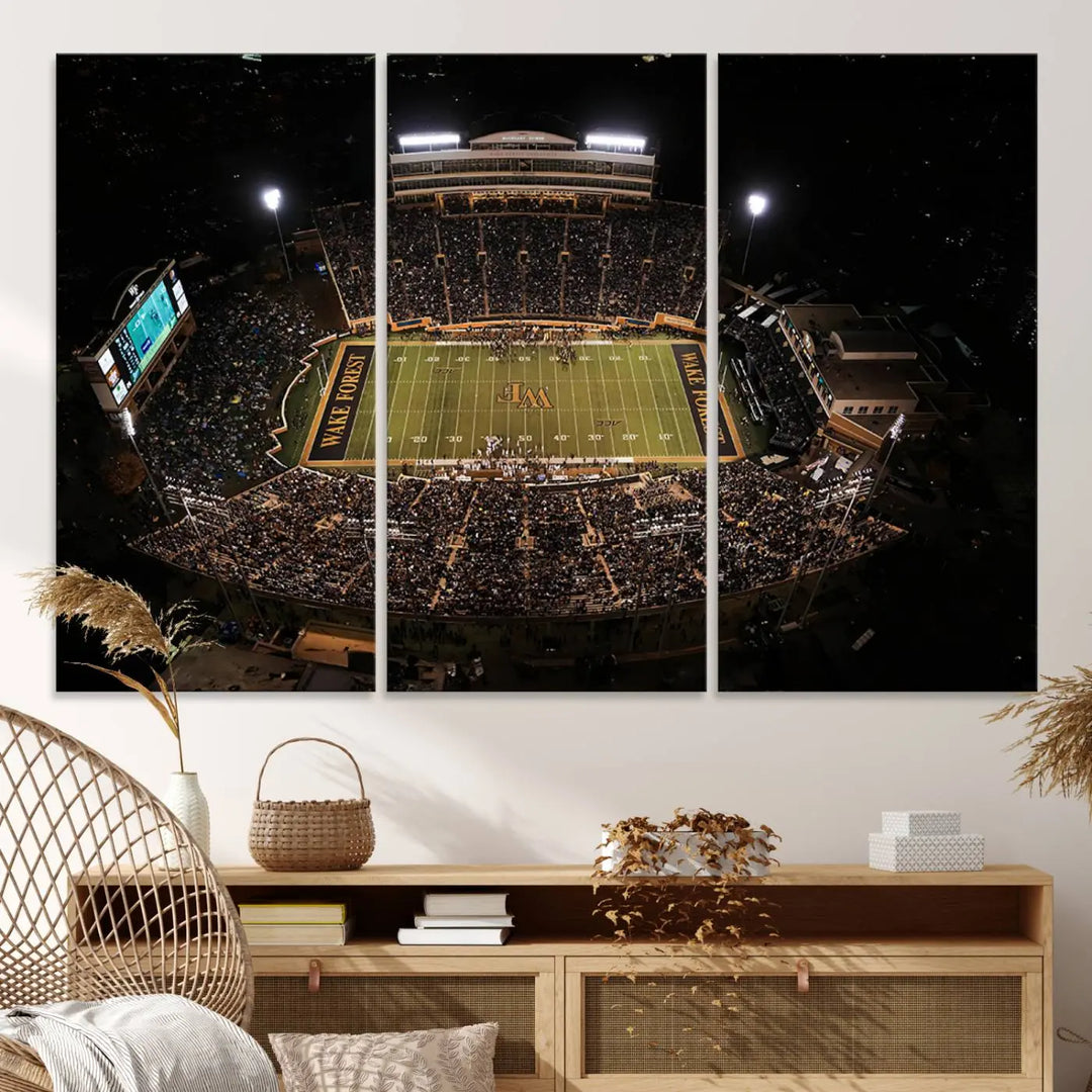 Wake Forest University Demon Deacons Football Team Print - Winston-Salem Allegacy Federal Credit Union Stadium Wall Art Canvas Print