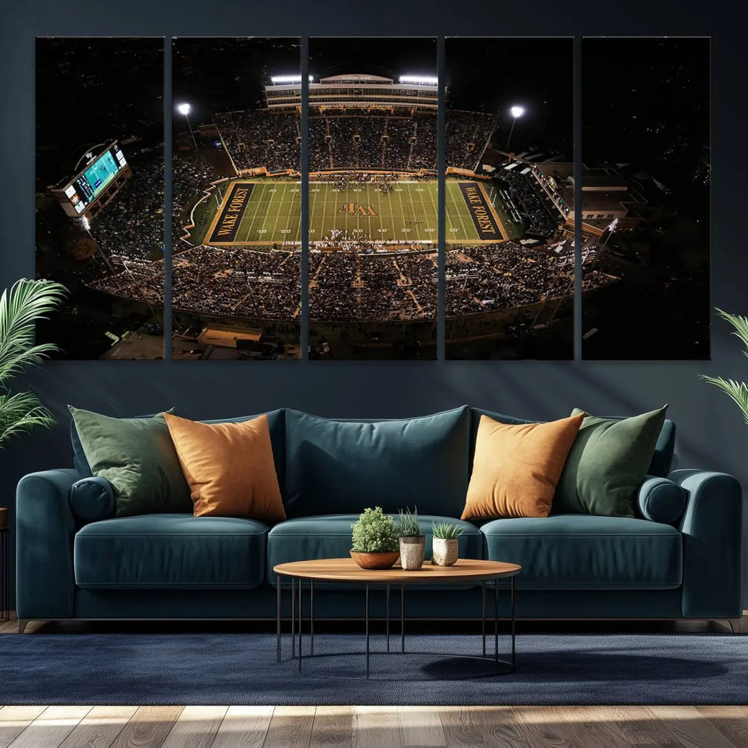 Wake Forest University Demon Deacons Football Team Print - Winston-Salem Allegacy Federal Credit Union Stadium Wall Art Canvas Print